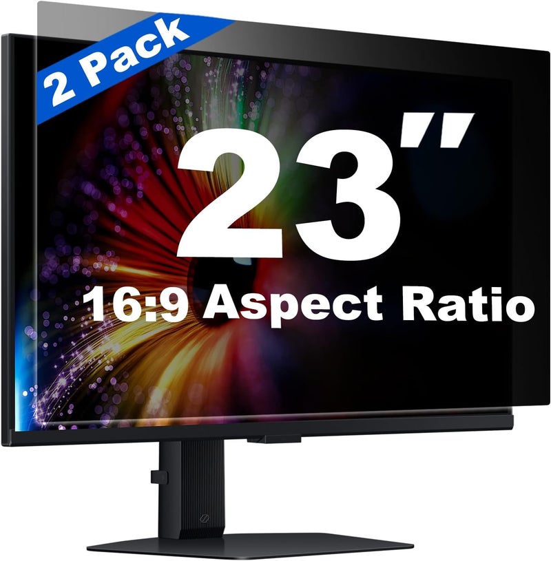 Twugs [2 Pack] 23 Inch Computer Privacy Screen for 16:9 Aspect Ratio Widescreen Monitor, Eye Protection Anti Glare Blue Light Filter Shield, Removable Anti-Scratch Anti Spy Protector - Image 1